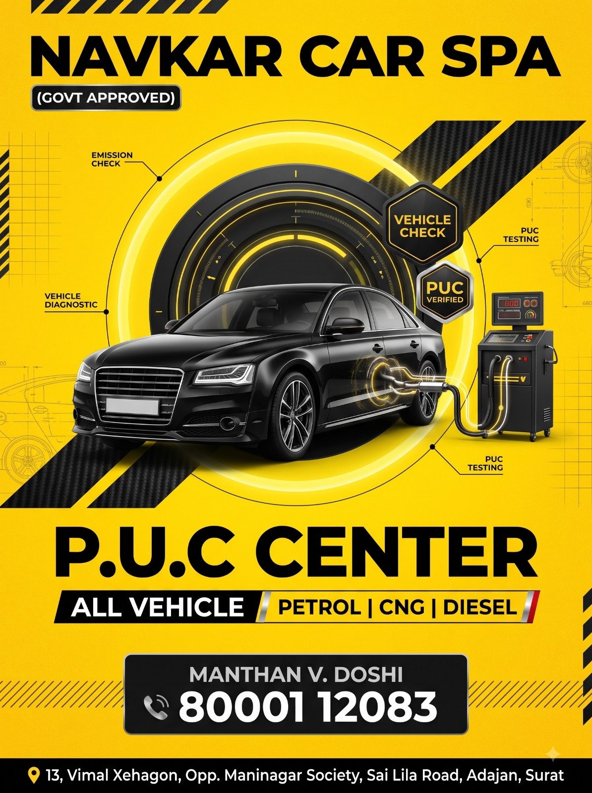 Navkar Car Spa Emission PUC Center Flyer
